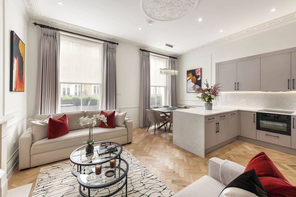Living Room, Kitchen & Dining Area