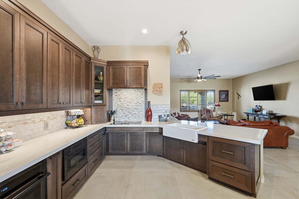 Indoors, Kitchen, Sink, Screen, Couch