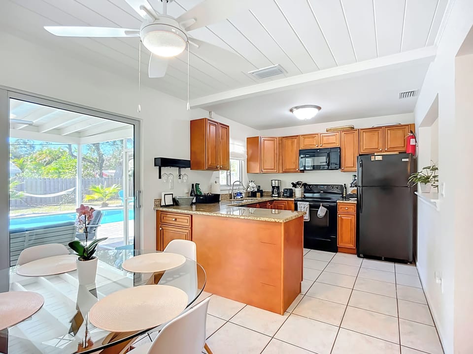 kitchen and dining area