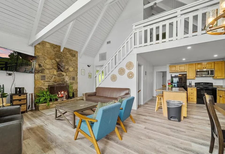 Spacious and open living room, dining and kitchen.