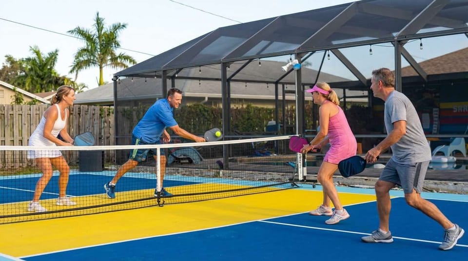 Gather your group for a casual game of pickleball right in the backyard. It’s an easy way to stay active, have fun together, and make the most of your time outdoors.