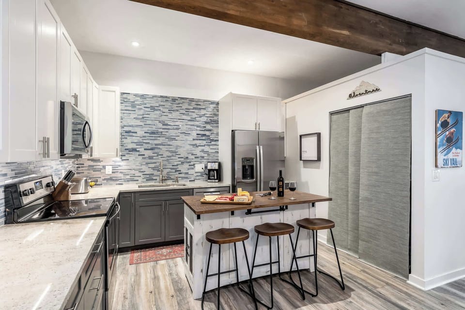 Kitchen with stainless steel appliances