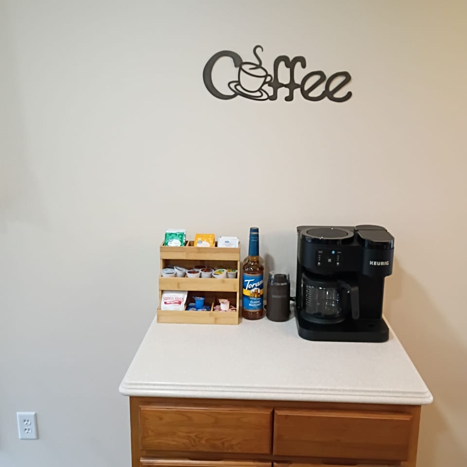 Coffee and Tea Bar with Keurig and drip brewing options.
