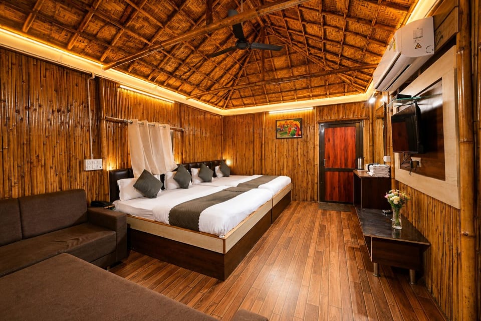 Wooden AC Cottage Four Bed | Blackout drapes, free WiFi, bed sheets