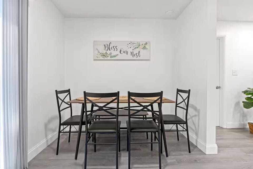 Cozy dining space perfect for family meals or game nights.