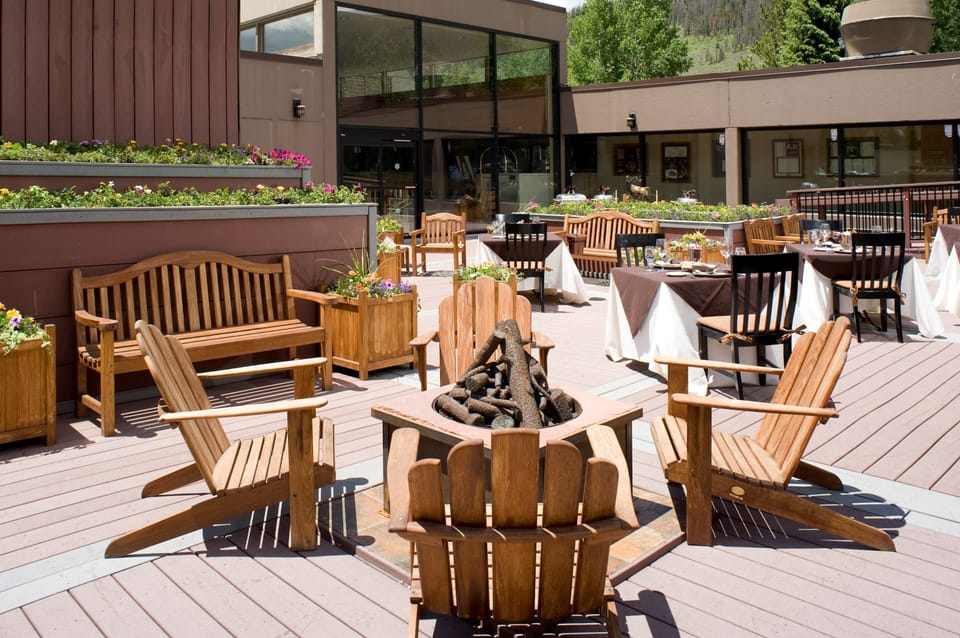 Warm up around the outdoor firepits.