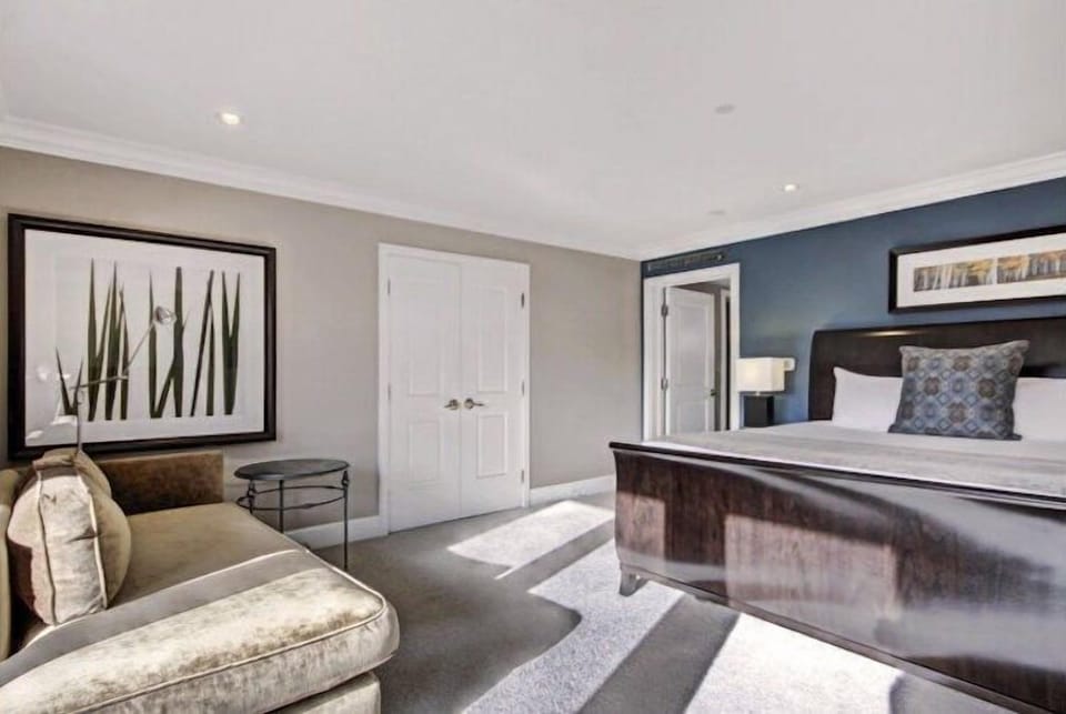The bedroom is beautifully-decorated.