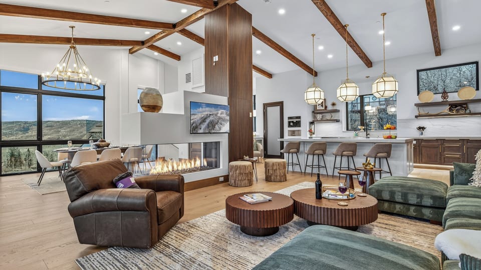Great Room, Upper Level - With fireplace.