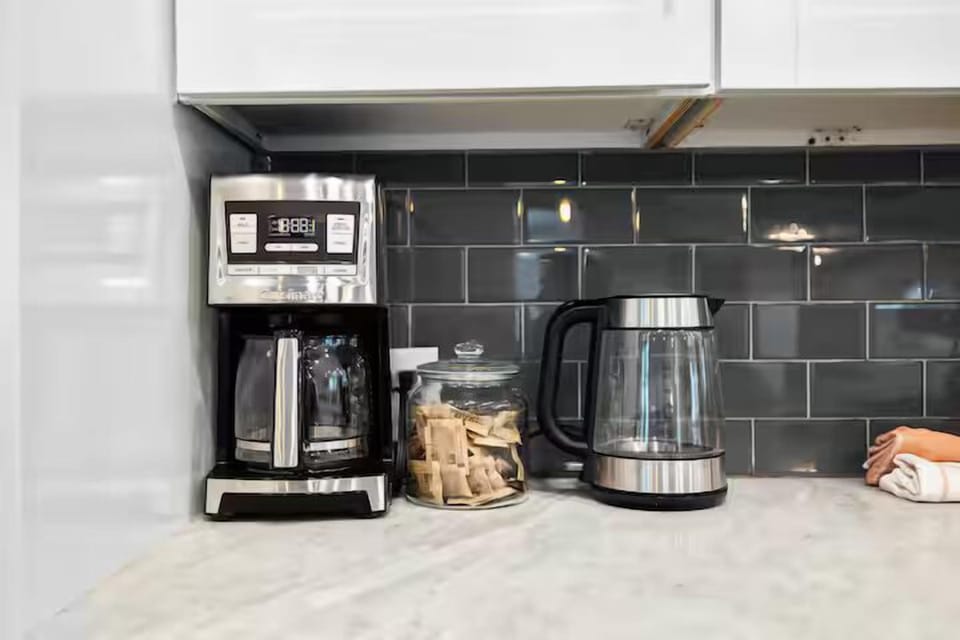 At home coffee and tea station.