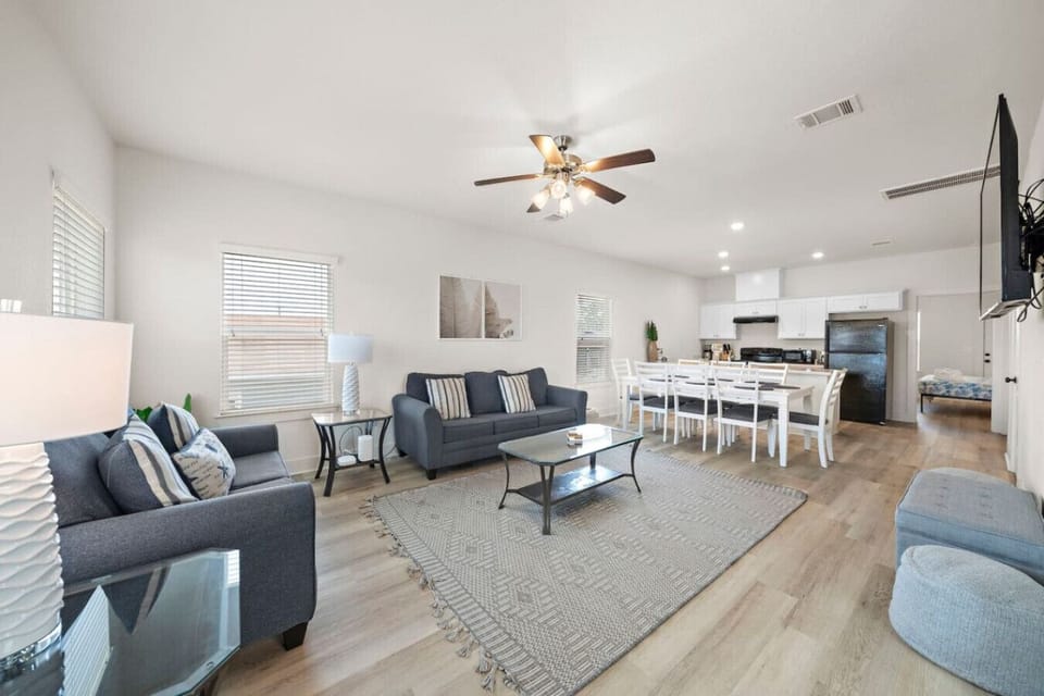 Curl up with a good book or enjoy a movie night in this cozy living room