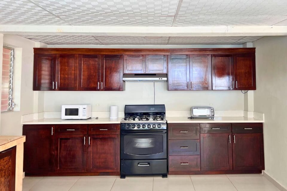 Villa | Private kitchen | Fridge, microwave, stovetop, cookware/dishes/utensils