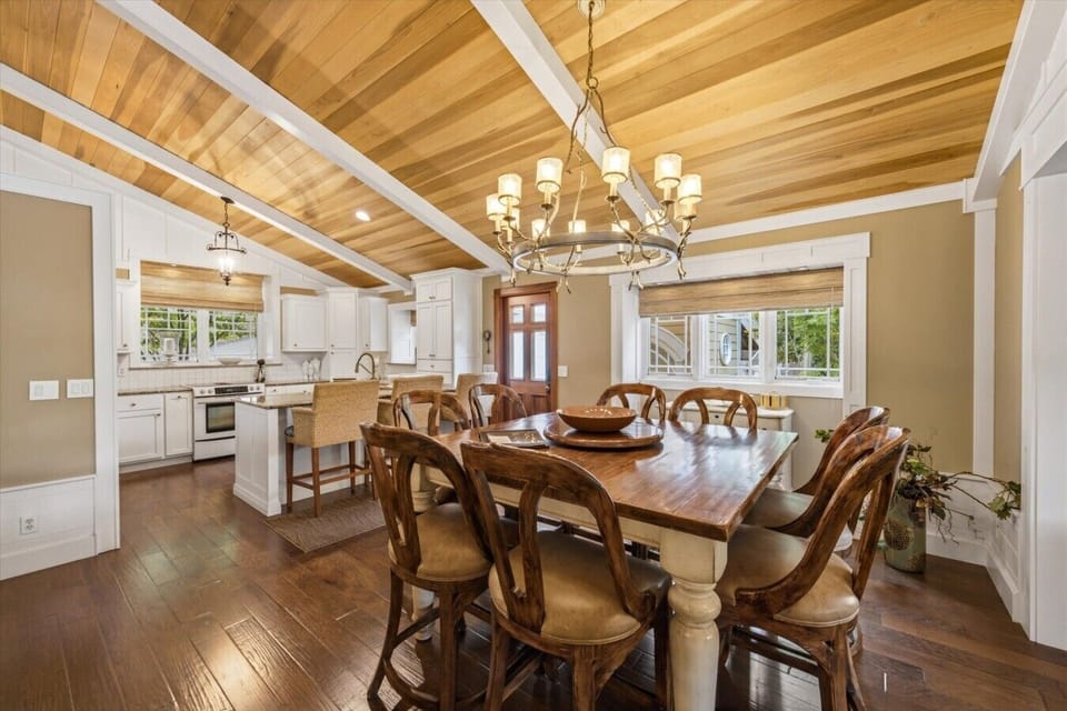 Dining Area | Wooden Table | Open Layout with Kitchen Access