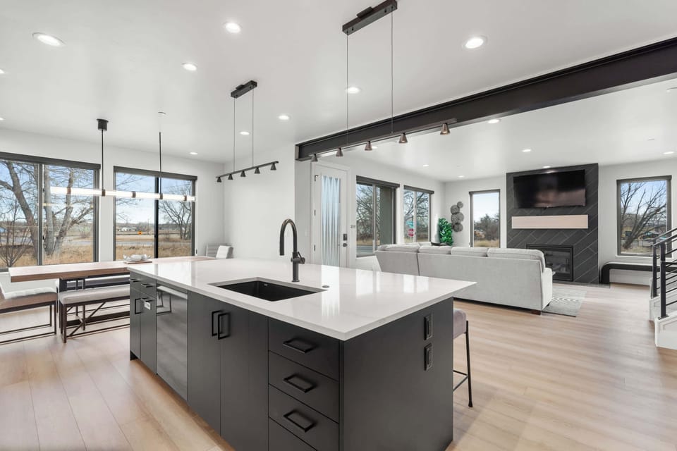 Open Design Kitchen, Dining, Primary Living Room