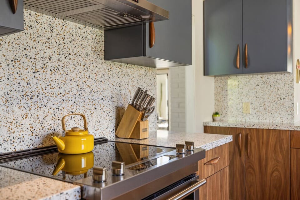 Your home away from home: a complete kitchen ready for holiday feasts or casual meals.