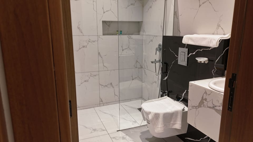 Towels, soap, shampoo, toilet paper
