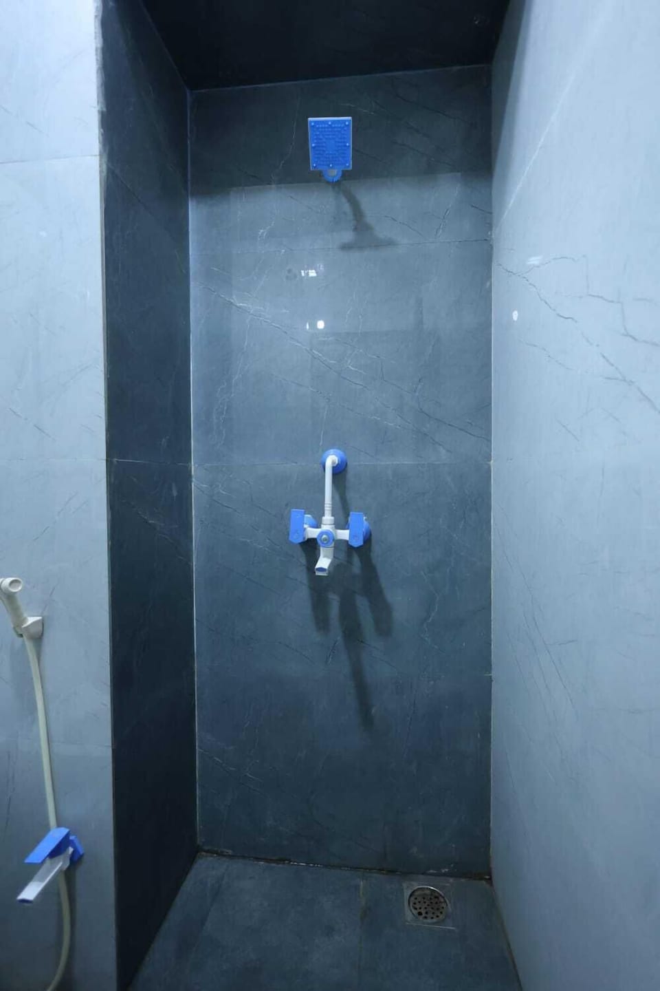 Shower, bathrobes, towels, soap