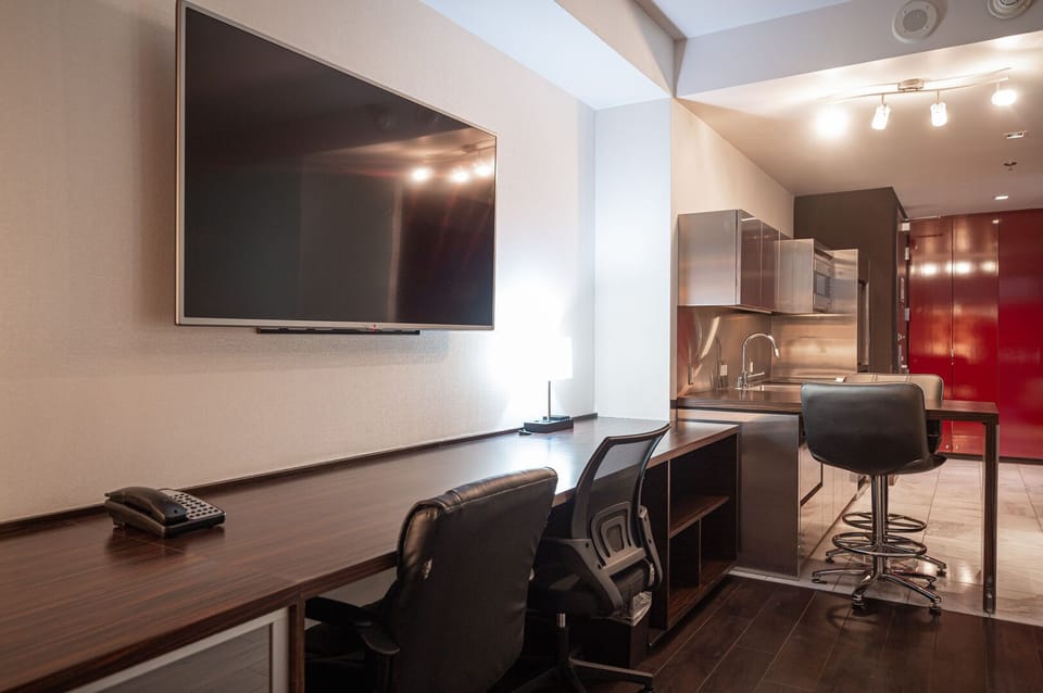 Work Desk with a Flat-Screen Tv