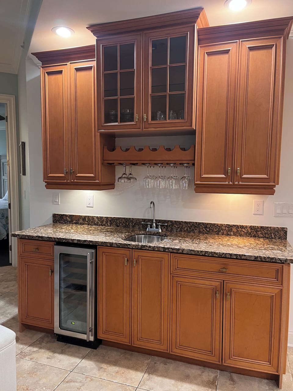 Vacation luxury: Sip, savor, and celebrate—our wet bar with wine chiller