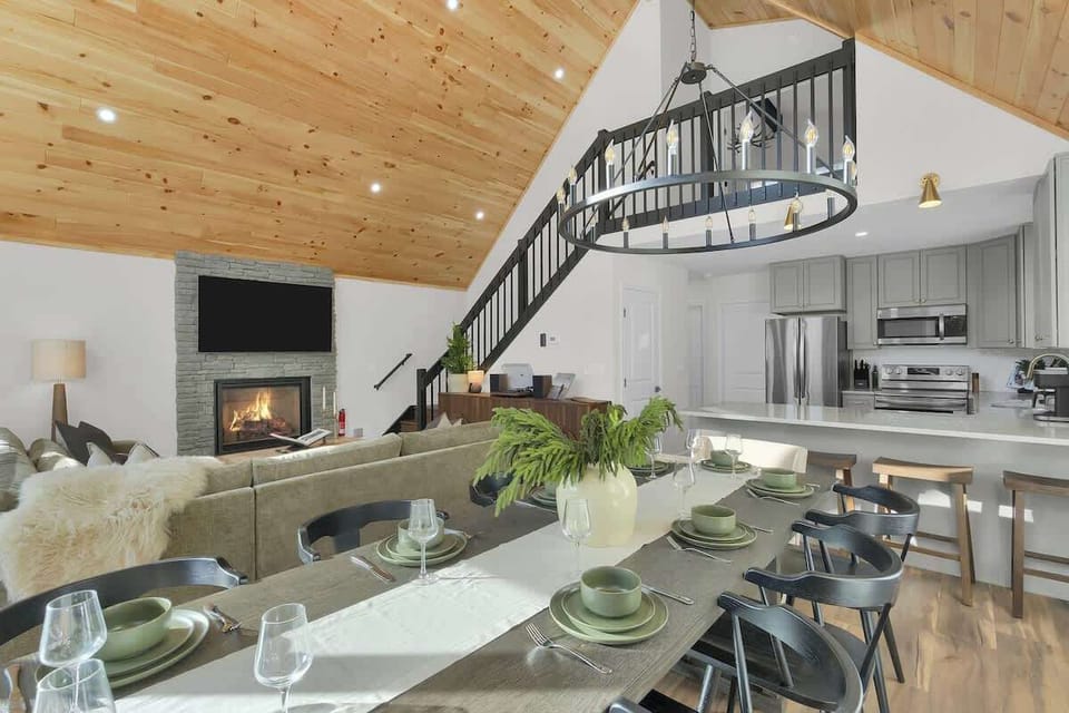Open-Concept Living & Dining with Vaulted Ceilings