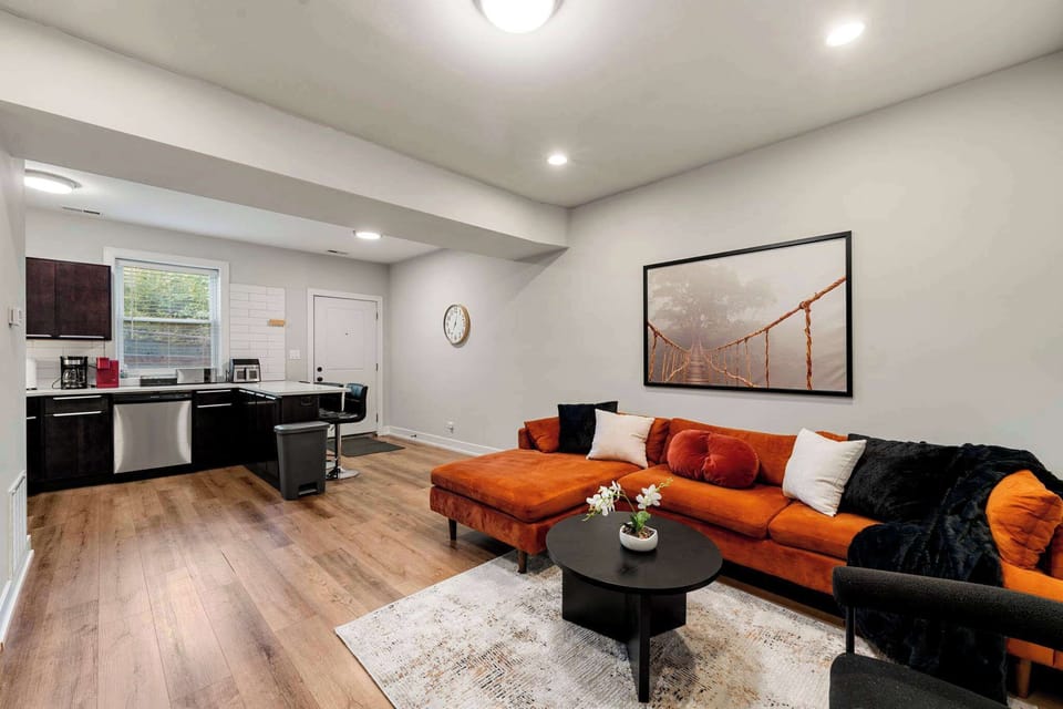 Open living room perfect for gathering after a day out.