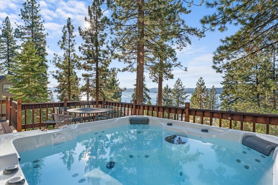 6 person hot tub with views of Lake Tahoe