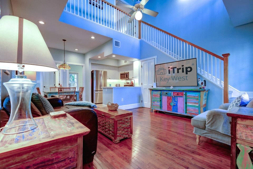Unwind in the comfortable living room and enjoy a cozy movie night after a day of island adventures.