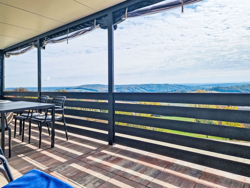 Furniture, Sunlight, Shade, Deck, Balcony, Fence, Outdoor Furniture, Handrail, Hardwood, Chair