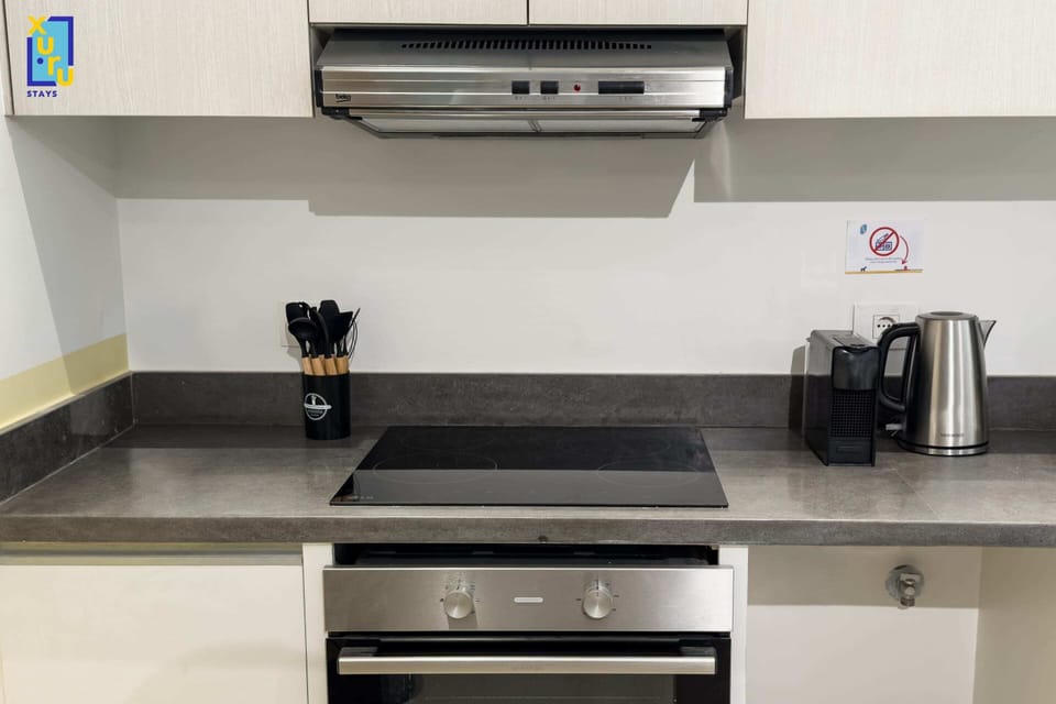 Basic Apartment | Private kitchen | Fridge, microwave, oven, stovetop