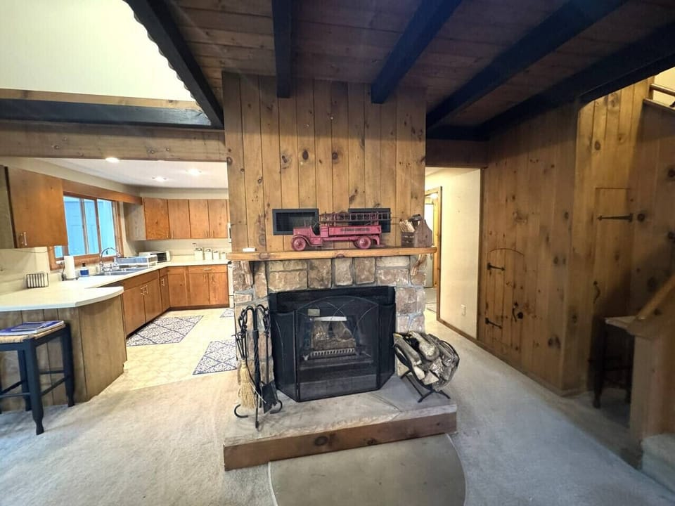 Wood burning Fireplace.