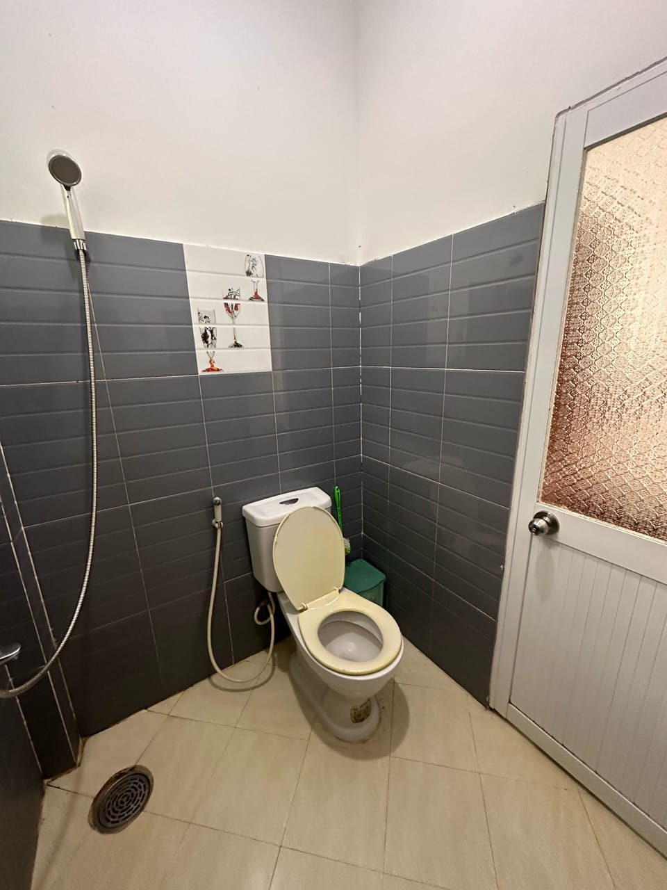 Combined shower/tub, towels, soap, shampoo