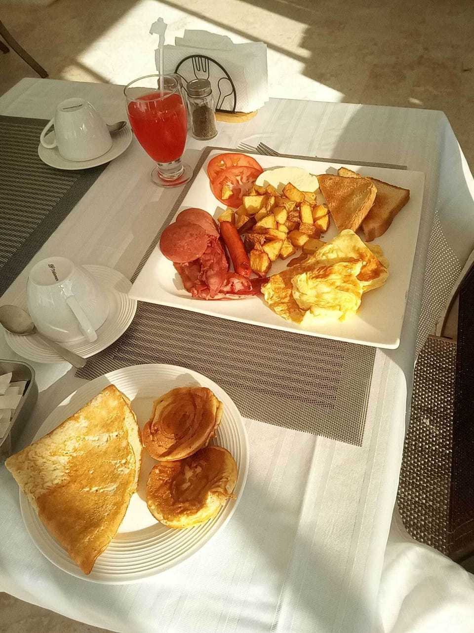 Comfort Quadruple Room, Balcony, Pool View | Breakfast meal | Daily continental breakfast for a fee
