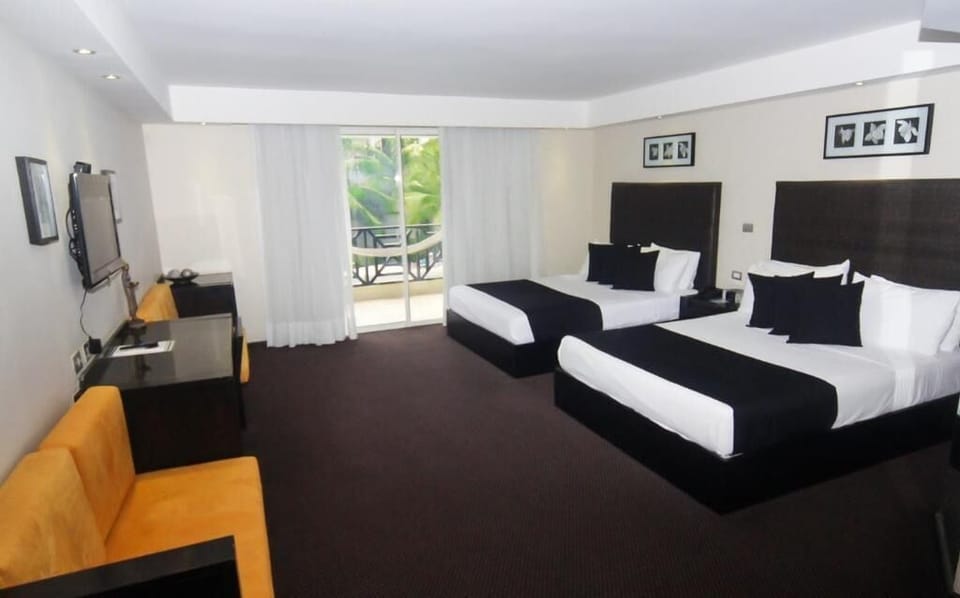 Comfort Quadruple Room, Balcony, Pool View | In-room safe, desk, blackout drapes, iron/ironing board