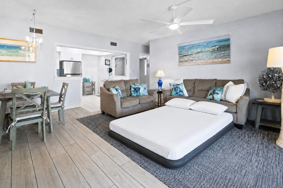 Queen air mattress for additional living room sleeping