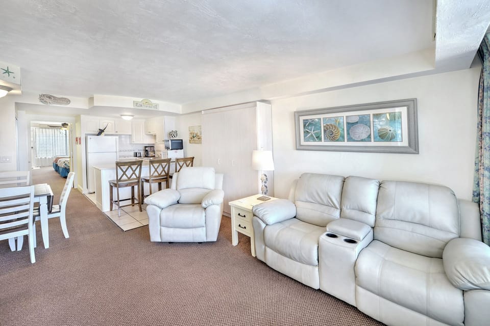 Murphy bed tucks away to open the living space