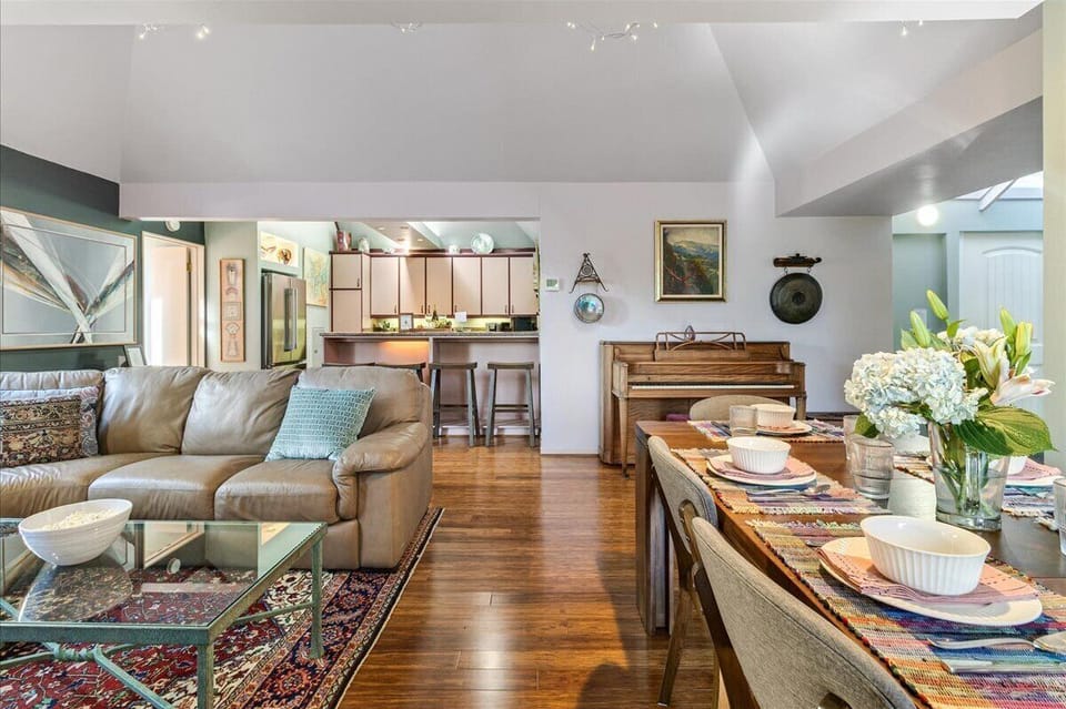 Great Room has the Living Room, Dining Area and Kitchen