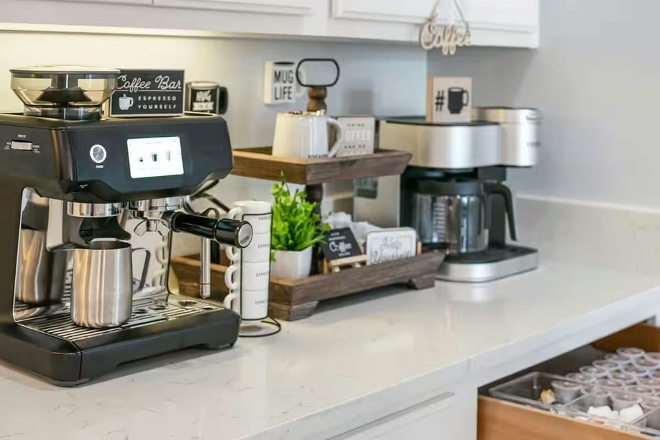Coffee and Espresso machines.  We have a starter supply of K-cups.