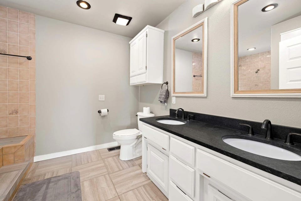 The bathroom on the main floor.