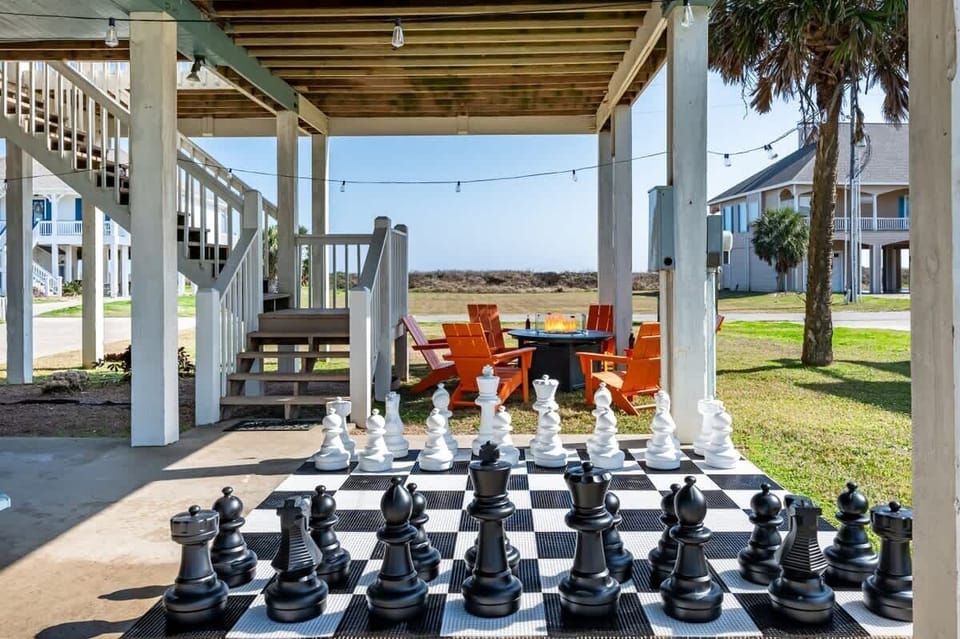 Outdoor Fun: Challenge friends to a life-sized chess match under the Texas sun, by the fire.