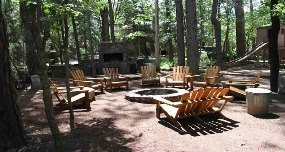 Northwoods cabins resort barbecue grilling area and fire pit