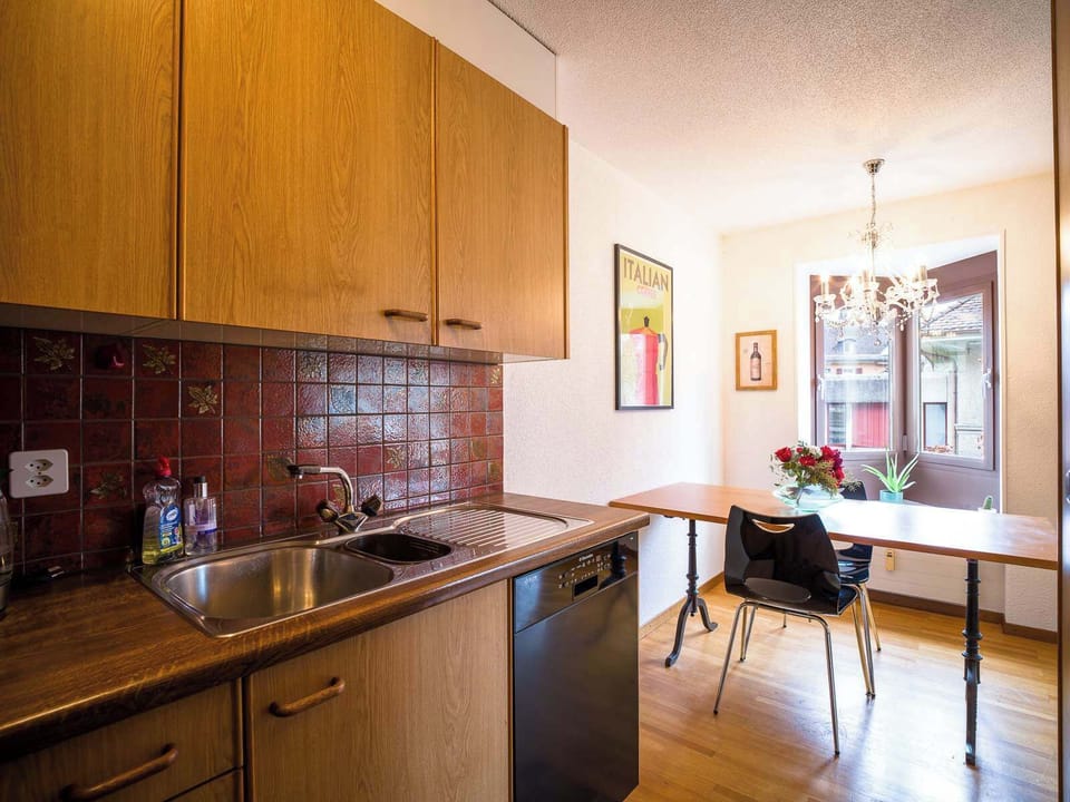 The kitchen and the dining area