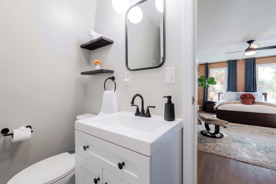 Private luxurious and fully stocked master bathroom