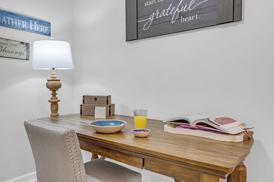 Bright creative space with charming décor, warmth, and natural light vibes! now!