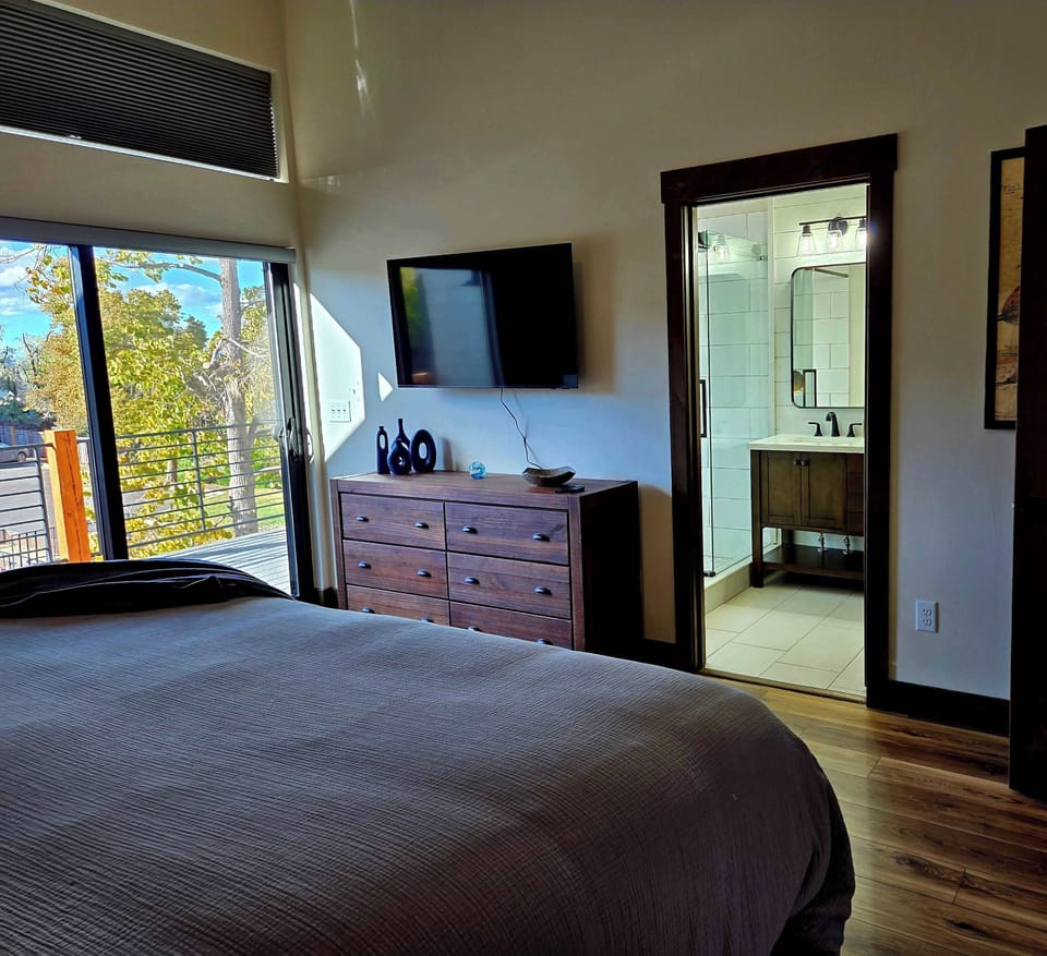 View into bathroom from master bedroom