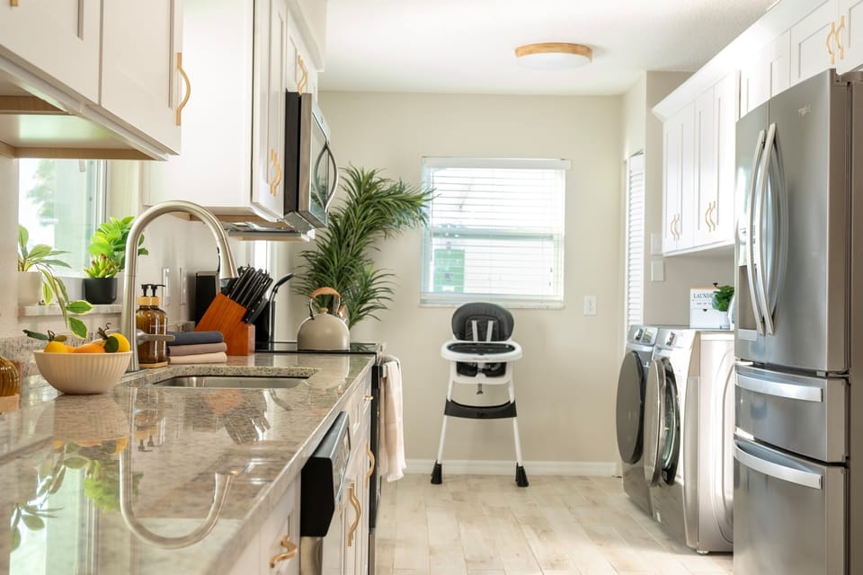 Coffee station ready. High chair if you need it.