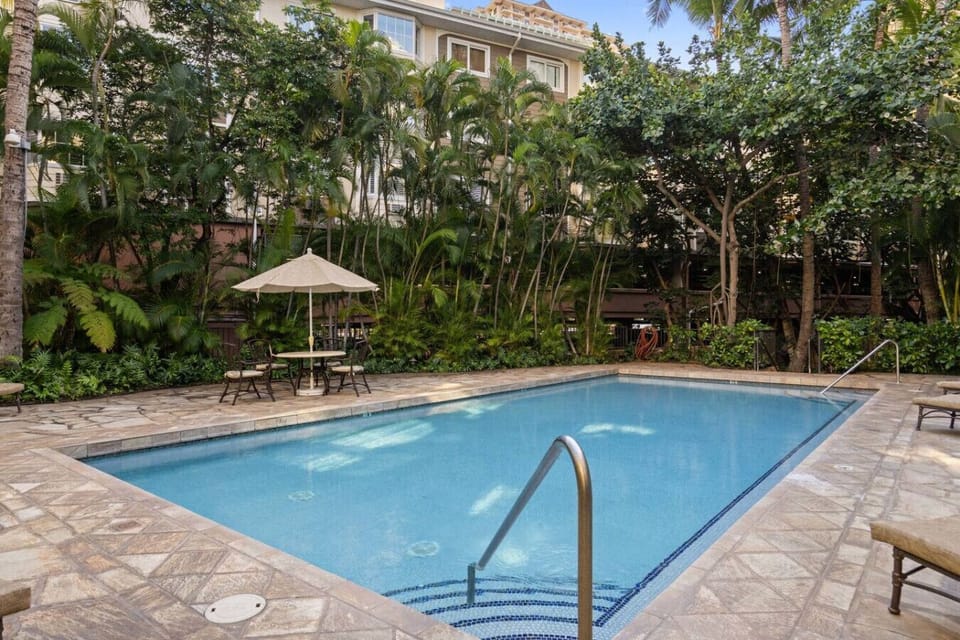 Lounge, dip, repeat. Surrounded by tropical greens and sunshine. Your private slice of paradise.