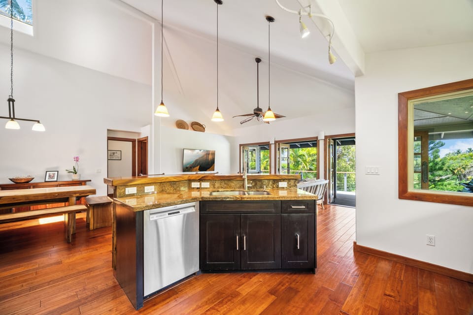 Kitchen island flow for community gathering