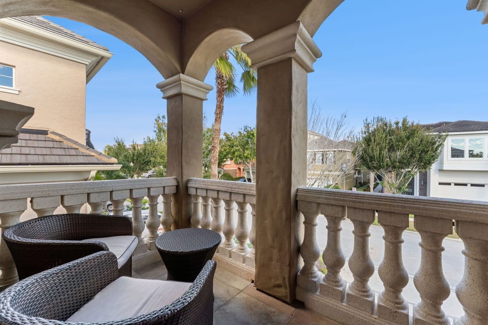 A perfect balcony nook with twin sofas for morning coffee or evening sunsets.