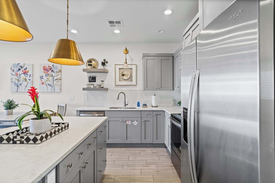 Open kitchen with island seating—cook up memories