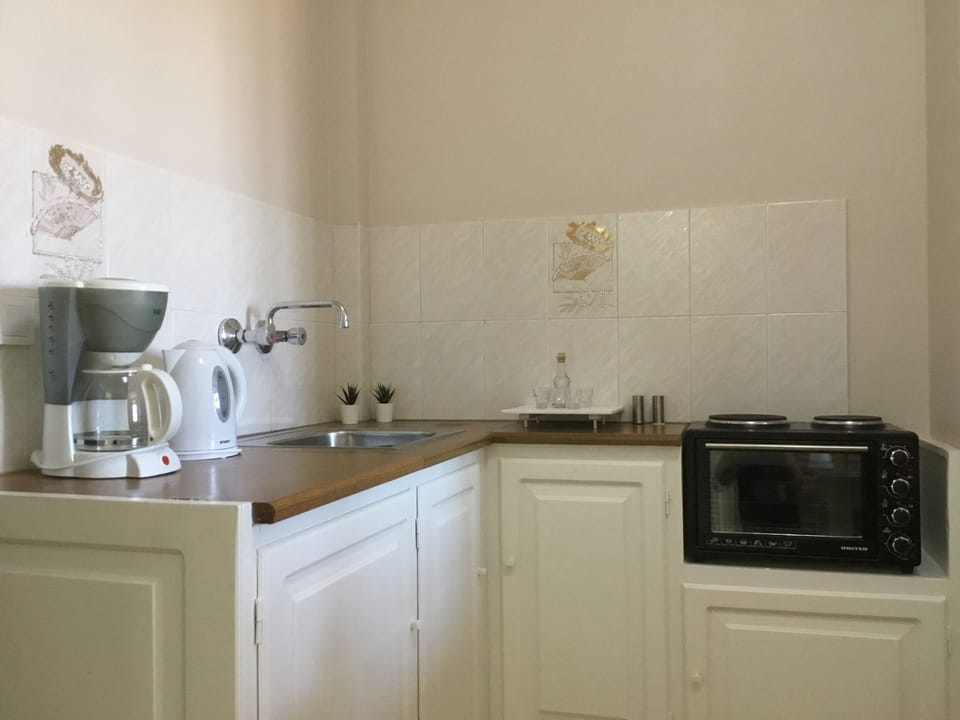 Apartment, 1 Bedroom, Sea View | Private kitchen | Full-size fridge, oven, stovetop, coffee/tea maker