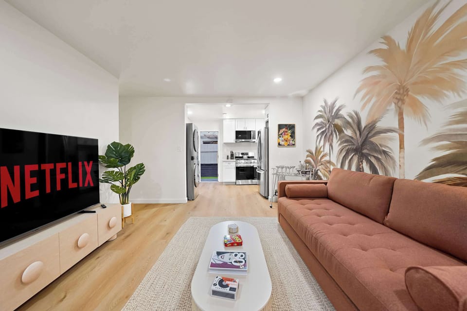 Light-filled living space with stylish décor and warm ambiance